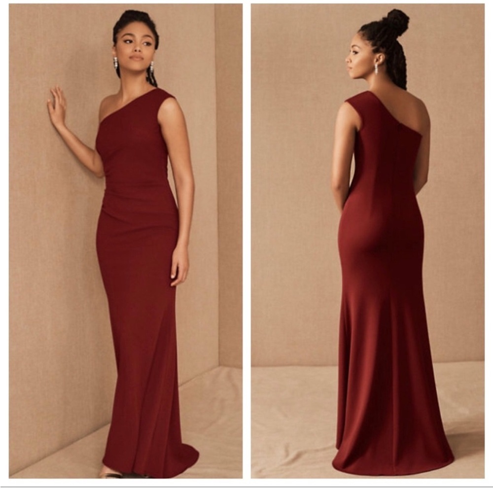 BHLDN Gerri One-Shoulder Crepe Dress Gown
